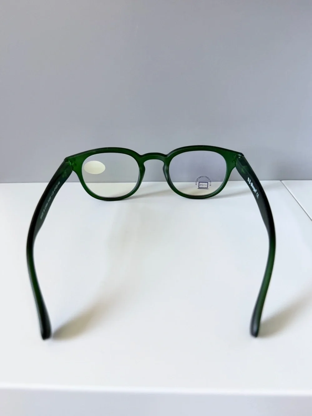 ASOS green classic frame blue light computer reading glasses prescription 1.25